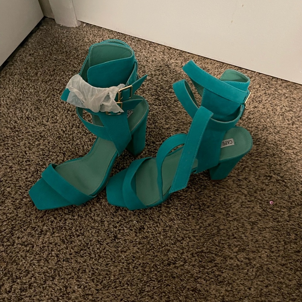 Teal suede heels